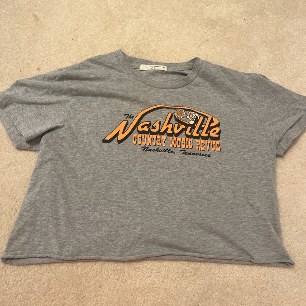 Nashville Graphic Gray Crop Top
